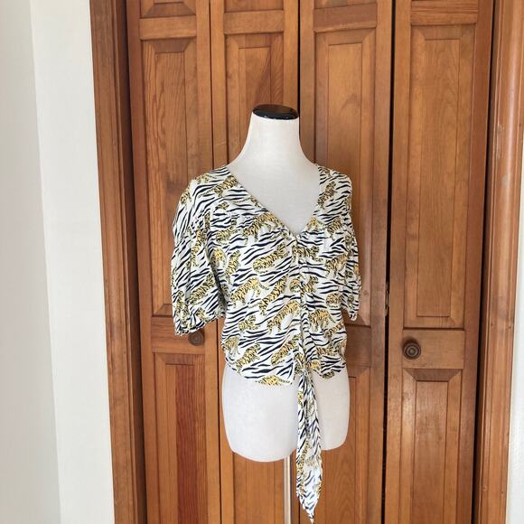 Topshop Tiger Print Blouse, Size 4 - Picture 1 of 7